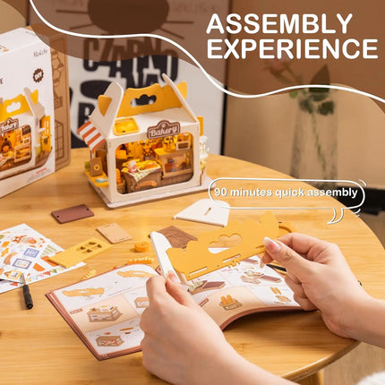 Robotime Food Box Shop Rolife Miniature Doll House DIY Miniature House Kit