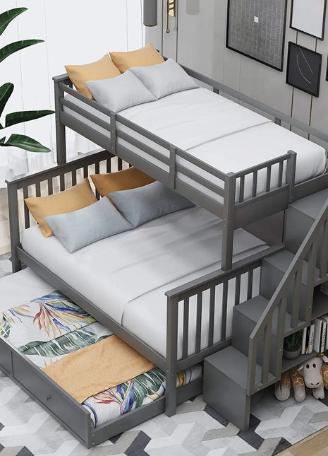 Modern Design Solid Wood Storage Children Three Bunk Bed Triple Bunk Bed for kids