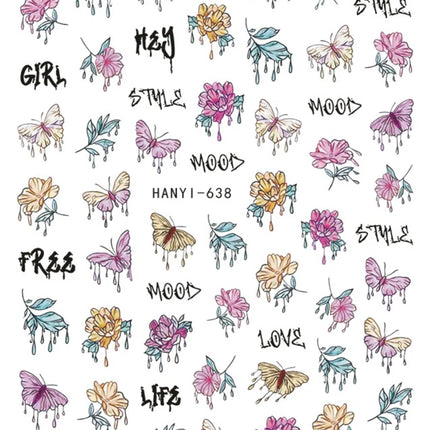 3d Nail Art Decals Elegant White RoyalBlue Roses Flowers