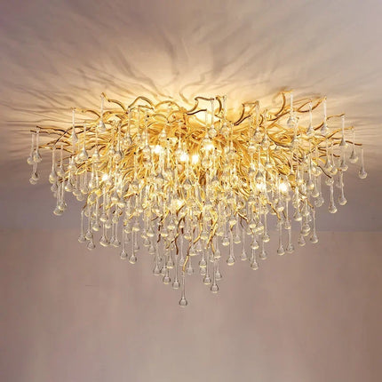 Gold ceiling light chandelier modern hotel bedroom dining room living room home interior glossy Led luxury chandelier