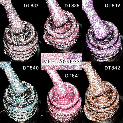 MEET ACROSS Sparkling Rose Pink Reflective Glitter Gel Nail Polish