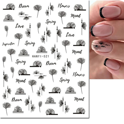 3d Nail Art Decals Elegant White RoyalBlue Roses Flowers