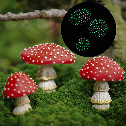 1/3pcs Mini Glow In The Dark Mini Mushroom Ornament Resin Crafts Fairy