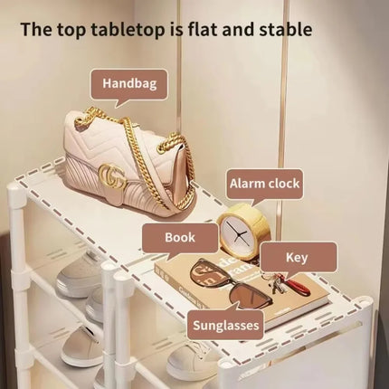 4-8 Layers Shoe Cabinet Adjustable Multi-Layer Storage Cabinet for Corner Entrance Organize Rack save space Shoe-shelf white