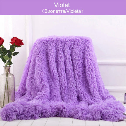 Double-sided Velvet Blanket Soft Fluffy Throw Blanket For Sofa Bed Long Plush