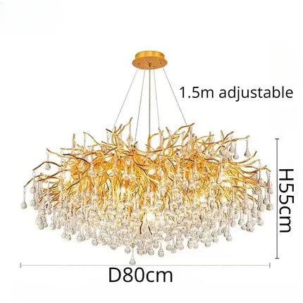 Gold ceiling light chandelier modern hotel bedroom dining room living room home interior glossy Led luxury chandelier