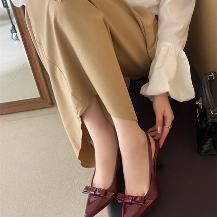 Eilyken New Design Slingbacks Butterfly-knot Women Pumps Sexy Pointed Toe Thin Heels Stripper Party Shoes Large Size 35-43