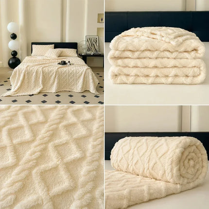 1pc Super Soft Coral Velvet Blankets for Winter Thick Soft Bedspread Warm Plaids