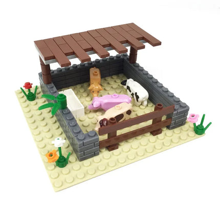 building blocks small particle building blocks cattle pen pig shed chicken farm