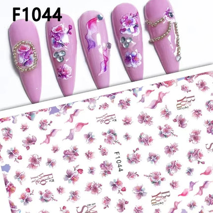 1PCS New Autumn Flowers Nail Decals Animal Nail Stickers Flower