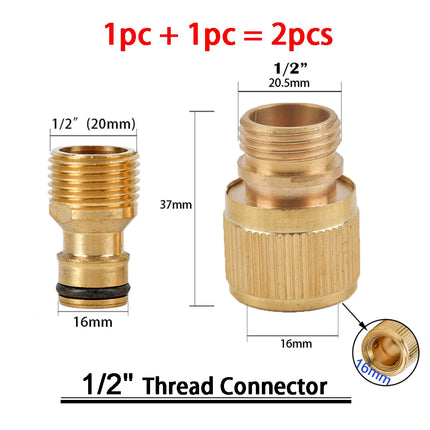1Sets Garden Hose Quick Connect Water Hose Fitting, 3/4 Inch 1/2 Inch Brass BSP Female