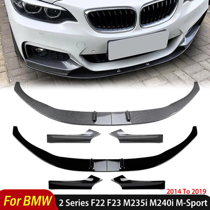 For BMW 2 Series F22 F23 M235i M240i M-Sport 2014 To 2019 Car Spoiler Cover Guard Deflector Lips Front Bumper Splitter Diffuser