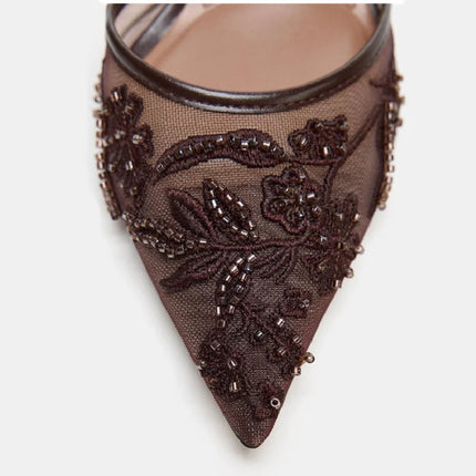 Heels for ladies Elegant String Bead pumps Summer Luxury Designer Shoe