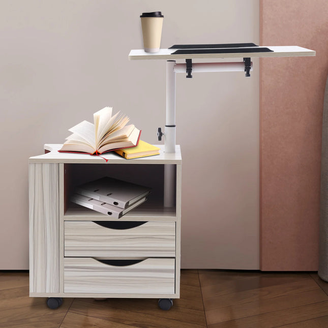 Mobile Rotatable Bedside Table Adjustable Castors Multifunctional Rotatable Bedside Table