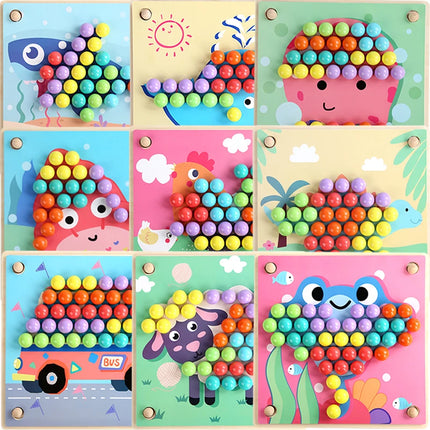 Kids Training Logical Wooden Toy Clip Beads Early Education Board Game