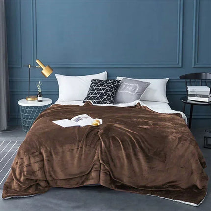 Wool Throw Blanket Keep Warm Winter Bed Blankets Double Sided Queen Duvet Cover Camping Bedspread Home Textiles