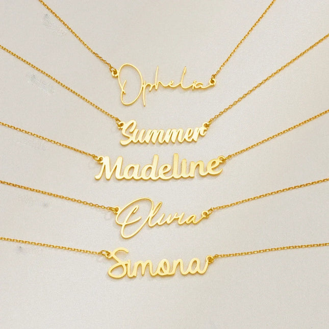 Custom Name Necklace for Women Personalised Cursive Letter Pendant Stainless Steel Jewelry Men Chain Choker Collar Personalizado