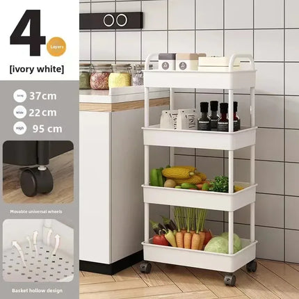 Multi-level Stroller Storage Rack for Kitchen Bedroom Bathroom Mobile Toilet Floor-to-ceiling Organizer with Snacks Holder
