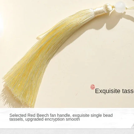 Embroidered Group Fan Ancient Style Fan Summer Long Handled Tassel Dance Hanfu Palace Fan Children's Cheongsam Round Fan