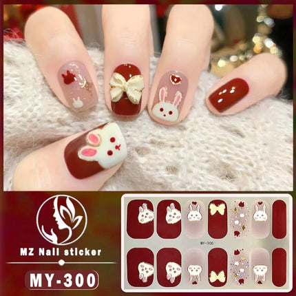 Panda Style Baking Free Gel 5D Nail Sticker Full Nail Self Adhesive Sticker