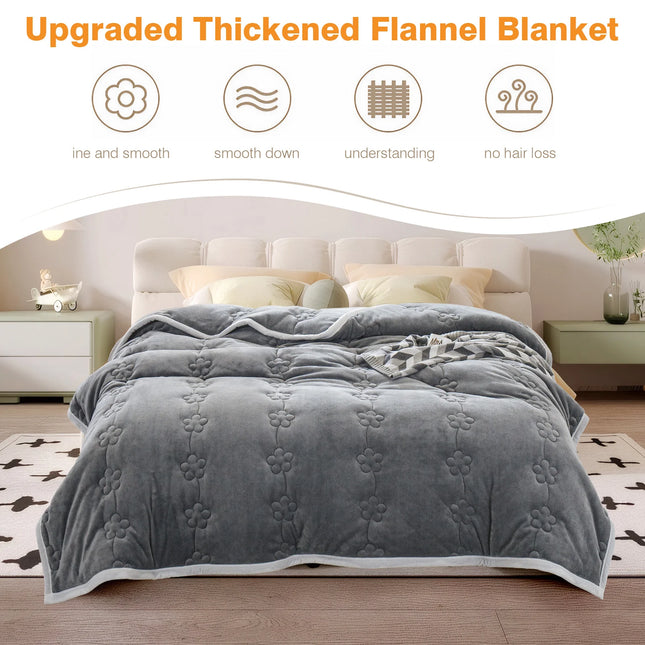 Coral Fleece Autumn Winter Warm Blankets for Bed 3 Layers Thicken Flannel Blanket Quilt Soft Comfortable Warmth Quilts Washable