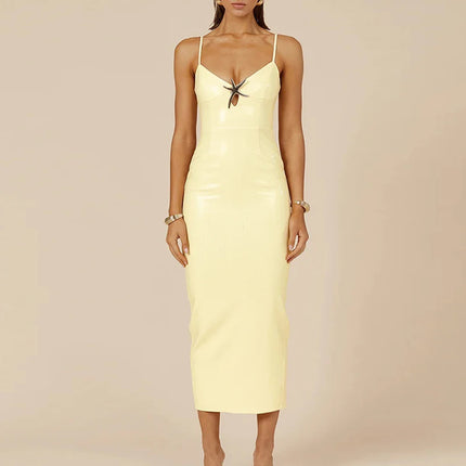 Sexy Women V Neck Starfish Suspender Dress Summer Fashion Sequin Slim Split Long Dresses Elegant Gradient Sleeveless Party Dress