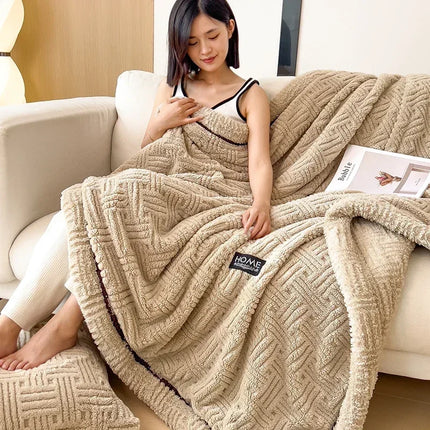 New Half Sides Fleece Autumn Winter Blanket Soft Fluffy Maternal and Child Grade Bed Blankets Warm Breathable Sofa Cover Blanket