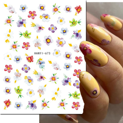 3d Nail Art Decals Elegant White RoyalBlue Roses Flowers