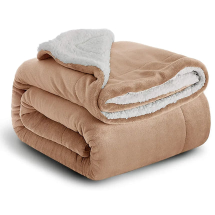Sherpa Fleece Blanket Throw Black Soft Reversible Thick Plush Blankets Microfiber