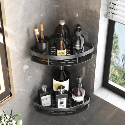 Bathroom Storage Rack No Drill Shelves Wall Mount Corner Shelf Shower Holder For WC Shampoo
