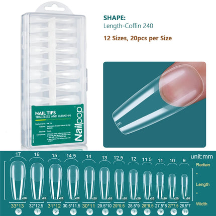 NAILPOP 240PCS Soft Gel Nail Tips Kit Full Cover Nail