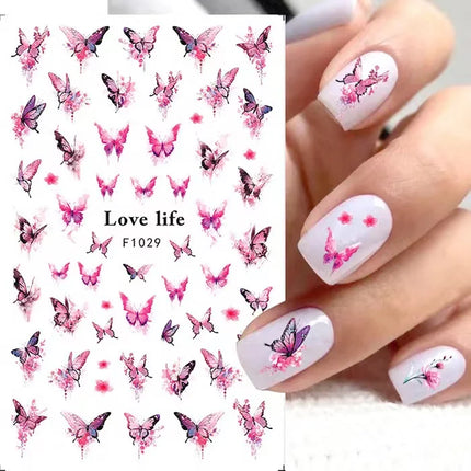 1PCS New Autumn Flowers Nail Decals Animal Nail Stickers Flower