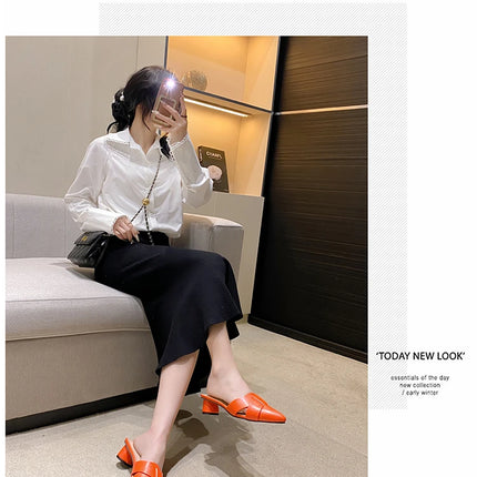Summer Riband Decoration Slippers Women Fashion High Quality Round Heel Shoes Casual Sweet High Heels Plus Size 42 Women Sandals