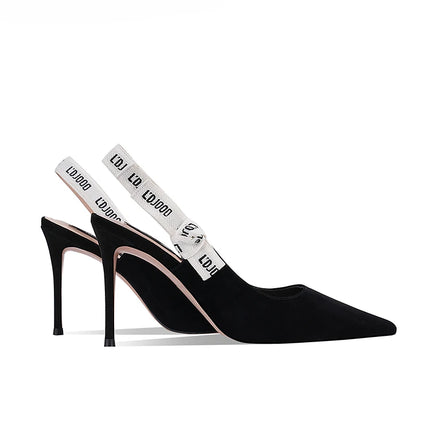 Spring and Summer New High Heels Leather Pointed Bow Side and Rear Thin Heel High Heel Single Shoes