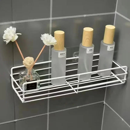 Wall Mounted Bathroom Shelf Corner Storage Iron Shower Drain Basket Cosmetic Rack Shampoo