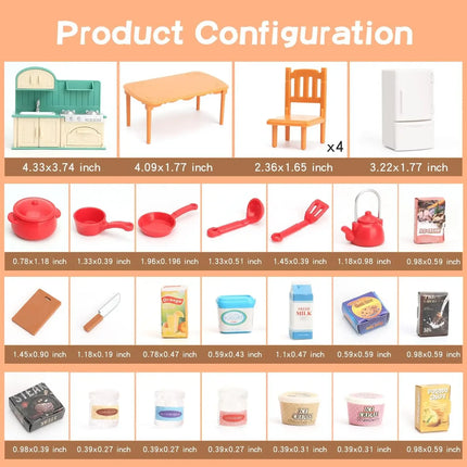 Dollhouse Furniture Set for Kids Toys Miniature Doll House Accessories Pretend