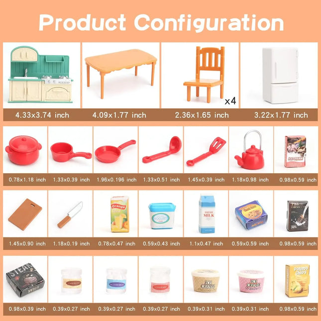 Dollhouse Furniture Set for Kids Toys Miniature Doll House Accessories Pretend