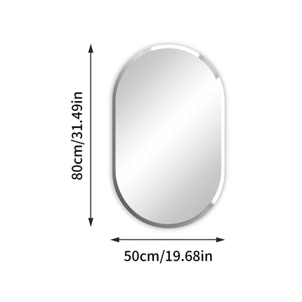 LUVODI Frameless Long Oval Bathroom Vanity Mirror Silver Glass Wall Decor Mirror with Beveled Edge for Bathroom Entryway