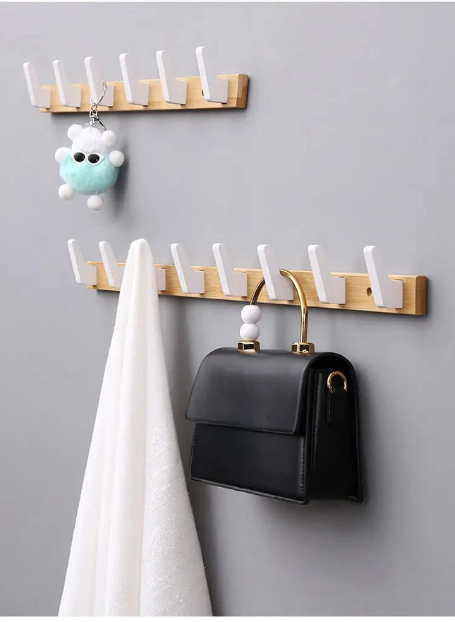 Living Room Entrance Wall Coat Racks Solid Wood Hanging Clothes Hook Wall Row Hooks Bedroom Door Clothing Hanging Rack Hangers