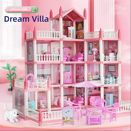 Princess Castle Doll House Kit with LED Lights | Miniature Villa Model  | Creative Birthday Gift Toy