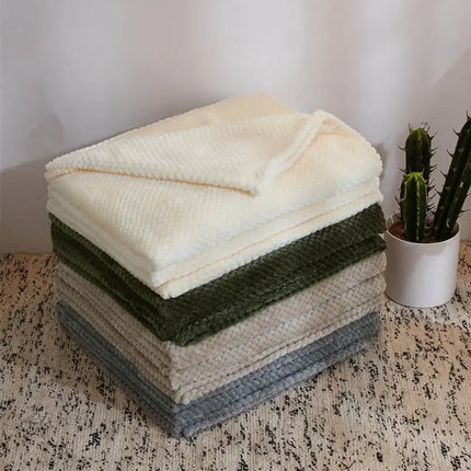 Solid Soft Warm Fleece Plaid Blankets and Bedspreads Living Room Bedroom Air
