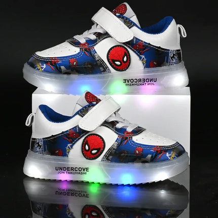 Disney Led Light Shoes for Kids Fashion Cartoon Spiderman Boys Sneakers Girls