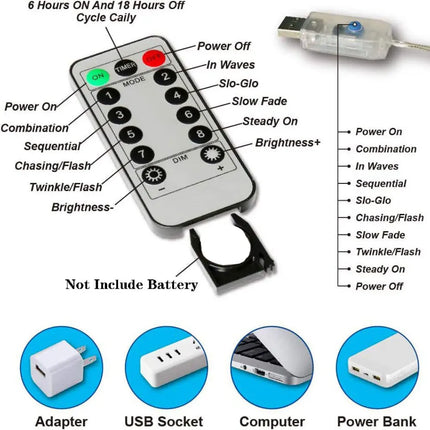 3/6M USB LED Curtain 8Modes Remote Control String Lights Holiday Wedding Fairy Garland Lights For Bedroom Living Room Decor