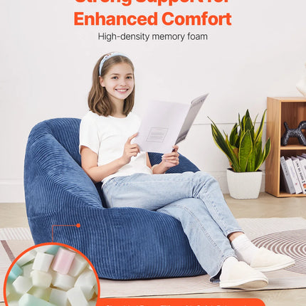 Bean Bag Chair with Soft Armrests and Storage Pocket 25D Memory