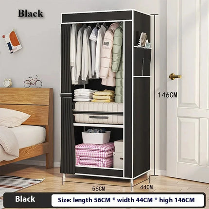 Fabric Wardrobes Easy To Assemble Simple Storage Cabinet Bedroom Dustproof Storage Wardrobe Multi-Layer Foldable Clothing Hanger