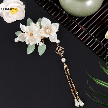 Chinese Hanfu Hair Accessories Set Long Tassel Vintage Hairpins Flower Handmade Hair Sticks For Women Traditional Retro Jewelry