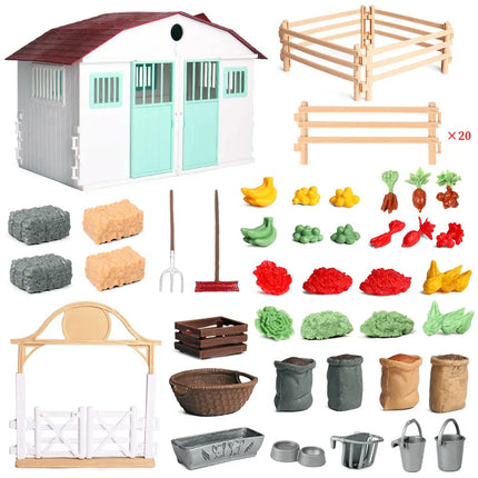 Farm House Model Action Figures Farmer Motorcycle Cow