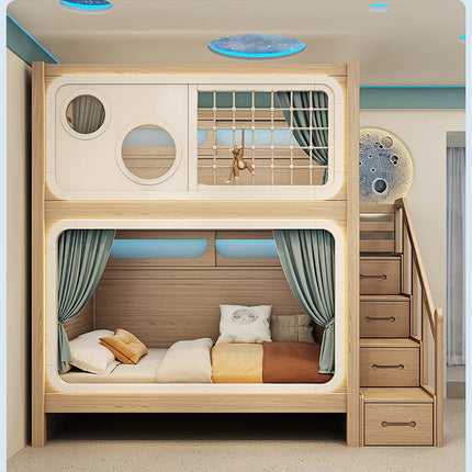 Children's upper and lower bunk double-layer high and low child-mother bed multi-functional combination