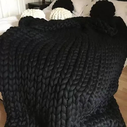 Handmade Chunky Knit Blanket Large Thick Wool Bulky Knitting Throw for Bedroom