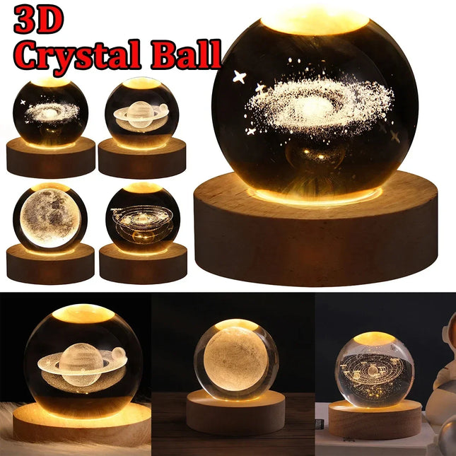 LED Night Light Colorful Saturn Solar System 3D Moon Table Lamp